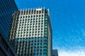 TOKYO, JAPAN - OCTOBER 31, 2017: View of a tall building in the center of the city`. Bottom view. Copy space for text Royalty Free Stock Photo