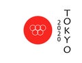 TOKYO JAPAN 2020 Olympic games in Tokyo. Olympic rings in flag and text. On white background