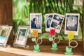 Tokyo, Japan, 04/09/2017: Photos on design holders in the form of multi-colored tulips in a shop window