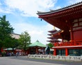 Sensoji Temple and five stories pagoda in Asakusa. Many tourists Royalty Free Stock Photo