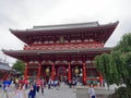 TOKYO, JAPAN - SEPTEMBER 28, 2017: Hozomon, treasure house gate, is the famous tourist destination leads to the Senso-ji