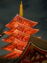 Tokyo, Japan. September 8, 2018- : Kaminarimon, Big Lantern hang over gate at Senso-ji temple. New Year at Asakusa temple at night Royalty Free Stock Photo