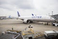 TOKYO JAPAN - SEPTEMBER13,2015 : united airline plane preparing