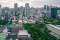 Tokyo, Japan - 12.05.2019: Skysrapers and cityscape of Tokyo downtown viewed from height of Tokyo Tower Observatory