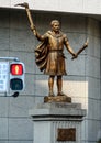 Statue on the street of Tokyo. Travel around Japan in autumn.