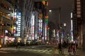 Tokyo, Japan, 04/08/2017: Street of a modern night metropolis with illumination