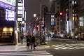 Tokyo, Japan, 04/08/2017: Street of a modern night metropolis with illumination