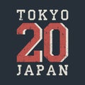 Tokyo, Japan typography for design clothes, t-shirt. Stamp for number athletic apparel. Vector illustration.