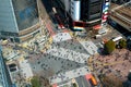 Tokyo, Japan view of Shibuya Crossing, one of the busiest crosswalks in Tokyo, Japan.