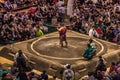 Tokyo - May 19, 2019: Sumo wrestling match in the Ryogoku arena, Tokyo, Japan