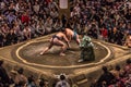 Tokyo - May 19, 2019: Sumo wrestling match in the Ryogoku arena, Tokyo, Japan Royalty Free Stock Photo