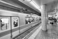 TOKYO - MAY 20: Tokyo Metro train moving in the station on May 2 Royalty Free Stock Photo