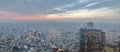 Sunset view from Metropolitan Government Building observation deck. Shinjuku. Tokyo. Japan