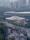 Tokyo Metropolitan Gymnasium and the new Olympic National Stadium