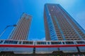 Tokyo Monorail and city of Tamachi Royalty Free Stock Photo