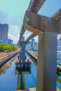 Tokyo Monorail and city of Tamachi Royalty Free Stock Photo