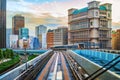 Tokyo monorail transportation system line in Odaiba. Royalty Free Stock Photo