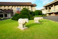 Tokyo National Museum. Garden decor sheep statue outdoor, Ueno Park