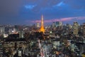 Tokyo at Nigh view of Tokyo tower, Tokyo city skyline, Tokyo