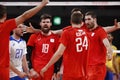 Tokyo2020 Olympic Games, Brazil an Russia men`s volleyball Royalty Free Stock Photo