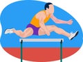 Male running in hurdles race beautiful illustration.