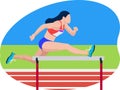 Female running in hurdles race beautiful illustration.