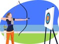 Female archery player beautiful illustration. Royalty Free Stock Photo