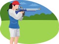 Female gun shooter illustration. Royalty Free Stock Photo