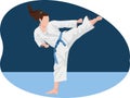 Female karate player beautiful illustration