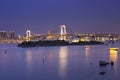 Tokyo Rainbow Bridge in Tokyo, Japan at night Royalty Free Stock Photo