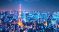 Tokyo\'s skyline with neon lights Royalty Free Stock Photo