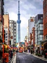 Tokyo sky tower  from street Royalty Free Stock Photo
