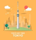 Tokyo sky tree great building in Japan illustration design