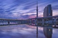 Tokyo Sky Tree and Sumida River, Tokyo, Japan at sunrise Royalty Free Stock Photo