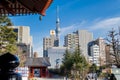 Tokyo Sky Tree tower which could be seen from Asakusa temple. Both is the famous visiting places in Tokyo, Japan February 7, 2020 Royalty Free Stock Photo