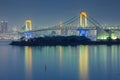 Tokyo skyline with rainbow bridge night view Royalty Free Stock Photo