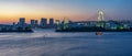 Tokyo skyline and Rainbow bridge at sunset Royalty Free Stock Photo