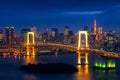 Tokyo skyline with Rainbow bridge and Tokyo tower. Tokyo, Japan Royalty Free Stock Photo