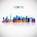 Tokyo skyline silhouette in colorful geometric style.