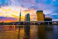 Tokyo skyline on Sumida River with sunrise, Japan Royalty Free Stock Photo