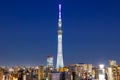 Tokyo SkyTree tower with skyline at twilight in Japan