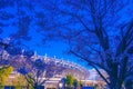 Tokyo Stadium (Ajinomoto Stadium) and Sakura Royalty Free Stock Photo