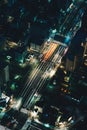 Tokyo streets at night aerial photography Royalty Free Stock Photo