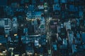 Tokyo streets at night as seen from above aerial photography Royalty Free Stock Photo