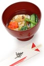 Tokyo style zoni , japanese rice cake soup Royalty Free Stock Photo