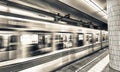 Tokyo subway. Fast moving train Royalty Free Stock Photo