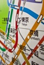Tokyo subway map japan Royalty Free Stock Photo