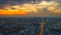 Tokyo sunset aerial panoramic view Royalty Free Stock Photo