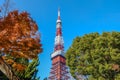 Tokyo Tower with blue sky in Tokyo. The structure is an Eiffel Tower-inspired lattice tower Royalty Free Stock Photo