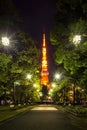 Illumination of Tokyo Tower at Night, landmark of Tokyo, Japan